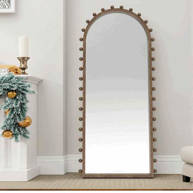Solid wood frame mirror with Tneosis arch shape