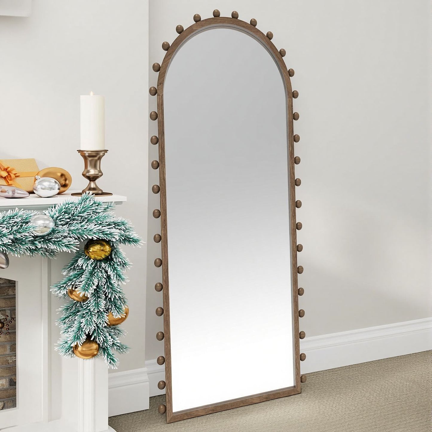 Solid wood frame mirror with Tneosis arch shape