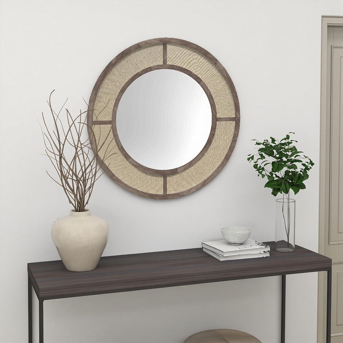 Decorative Round Wood Mirror