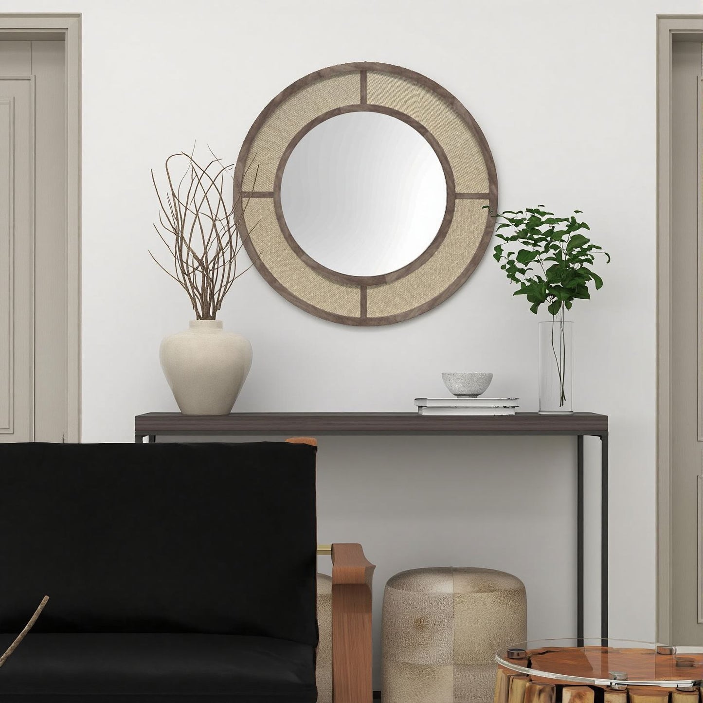 Decorative Round Wood Mirror