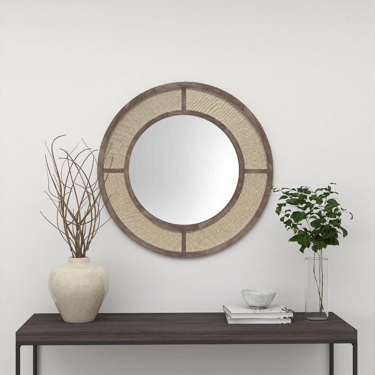 Decorative Round Wood Mirror