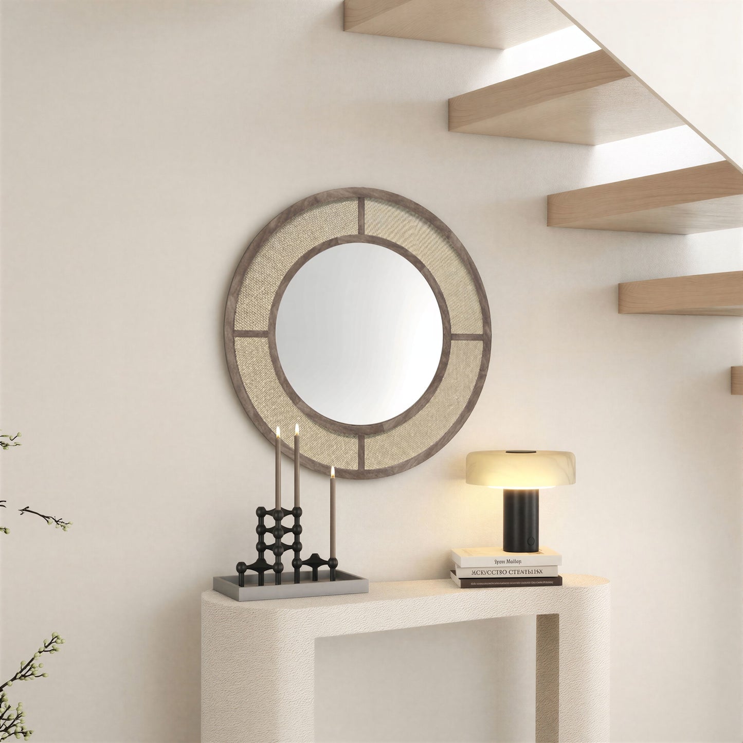 Decorative Round Wood Mirror