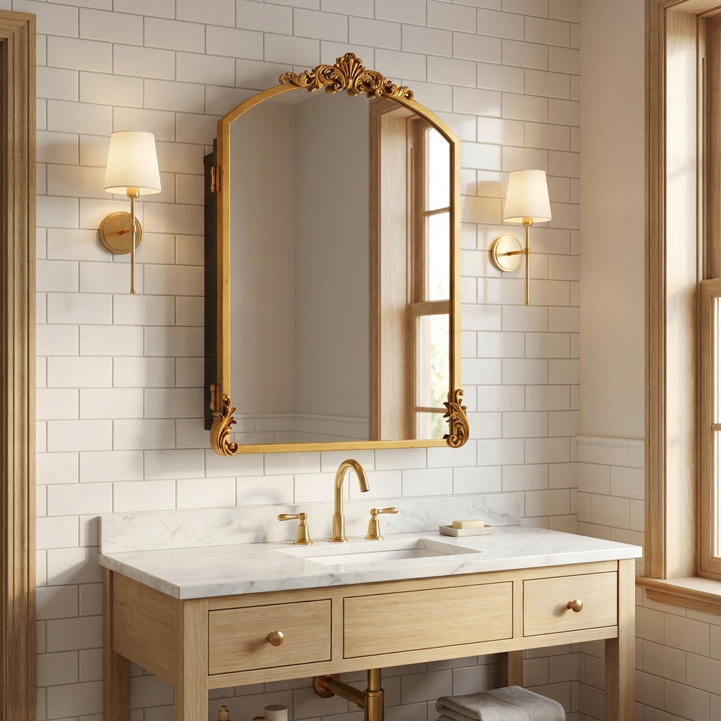 Vintage Medicine Cabinet Mirror with Arched shape