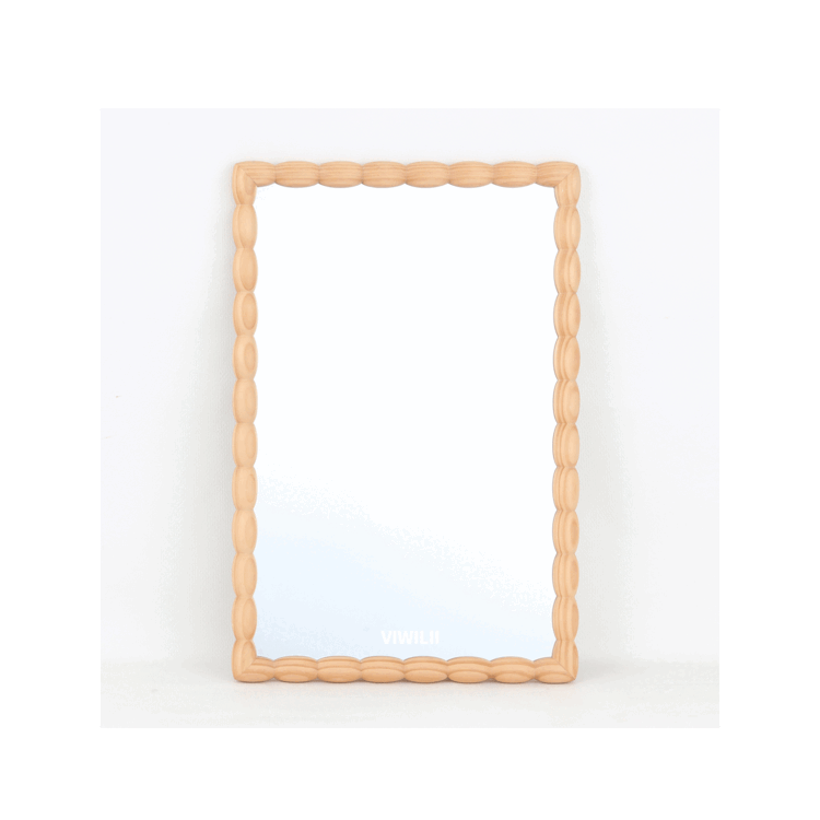 Solid Wood Decorative Mirror in Natural color