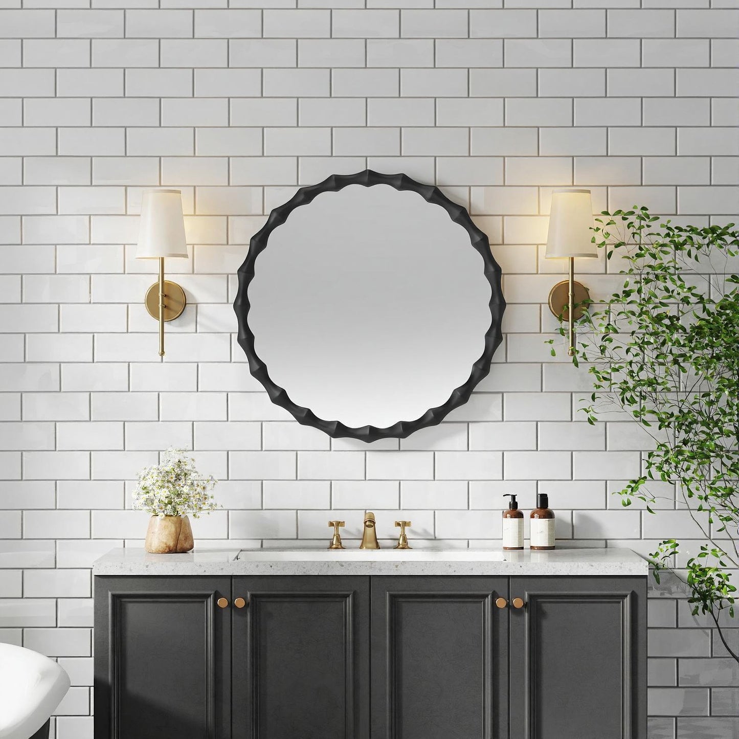 Solid wood mirror in black finish