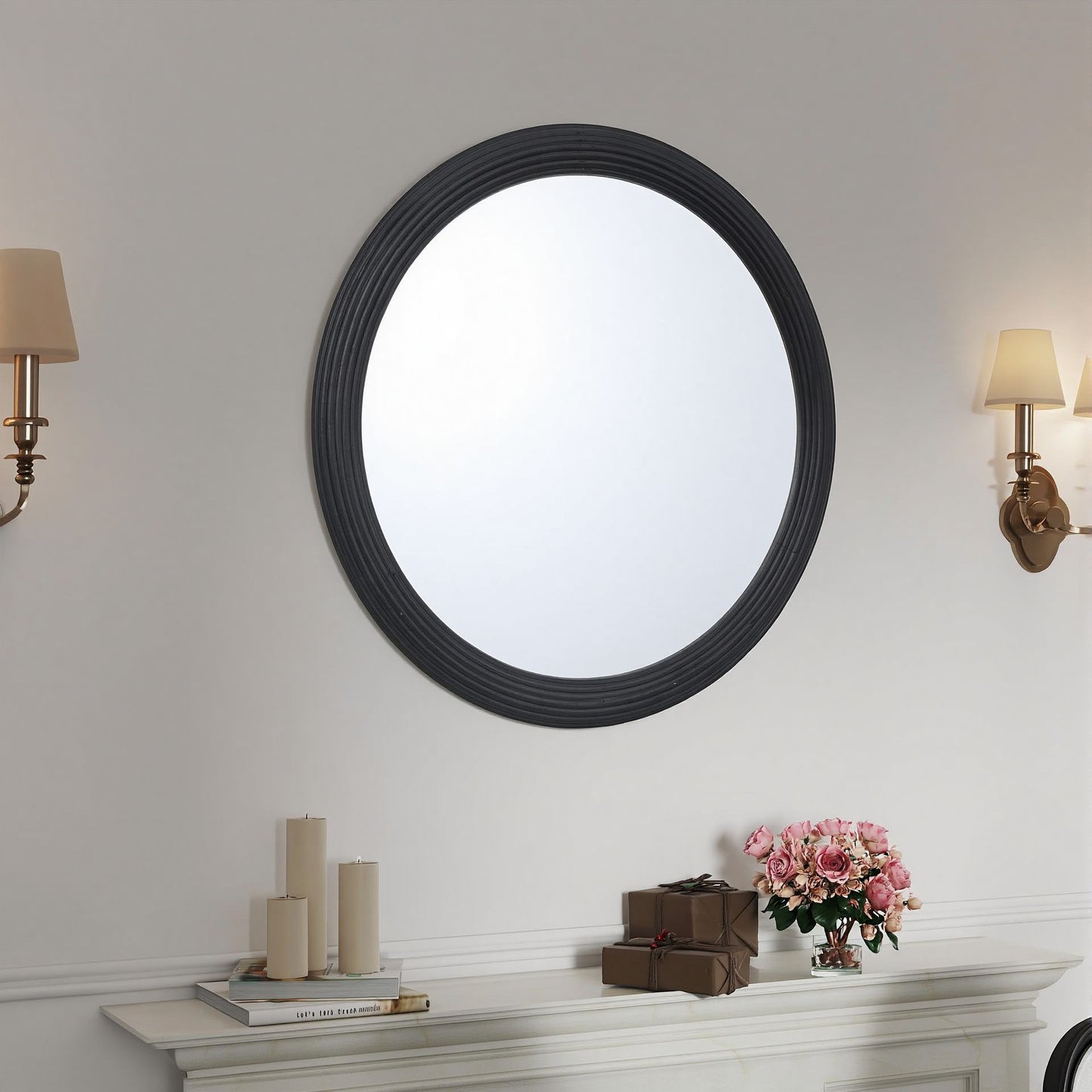 Solid wood mirror in black