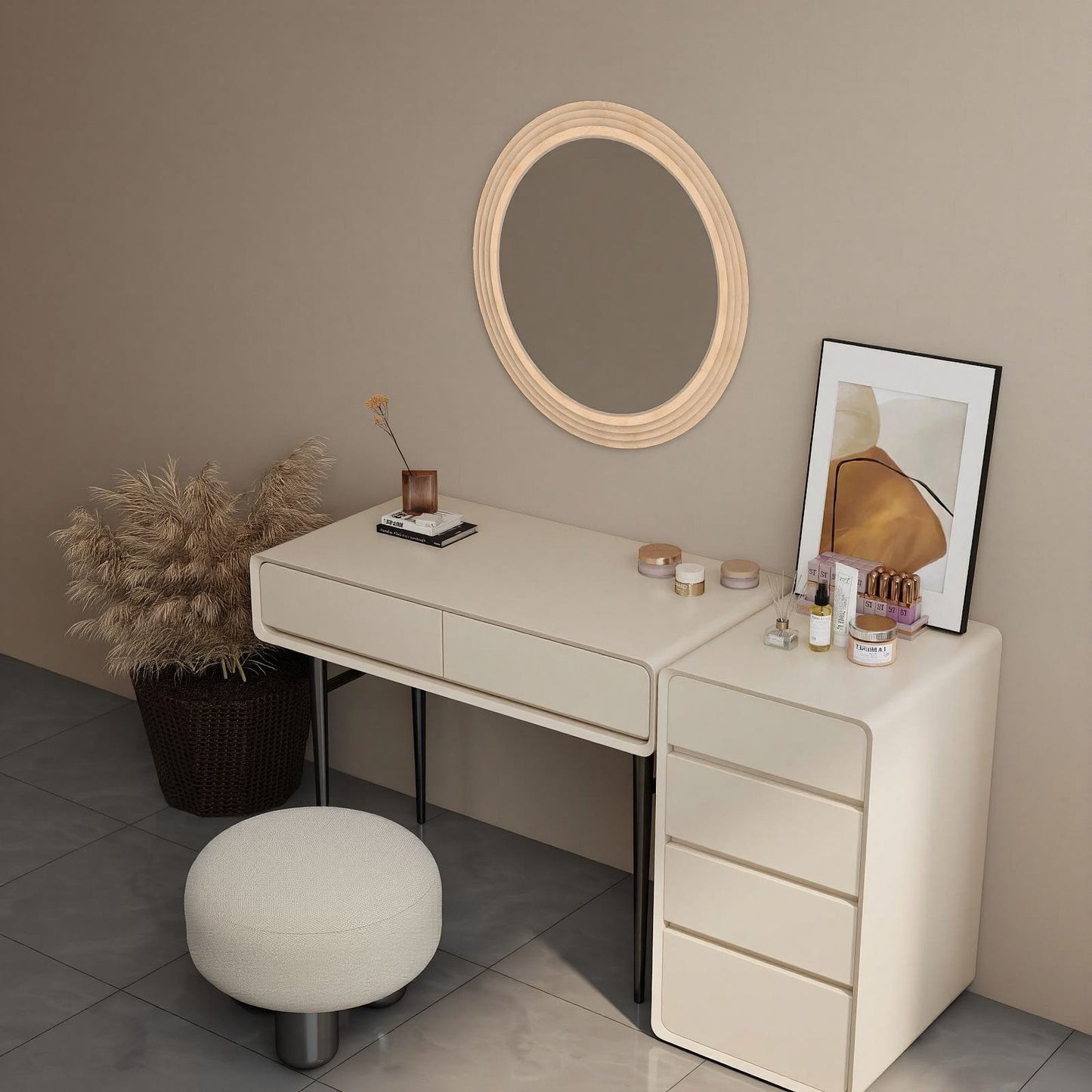 Round solid wood mirror