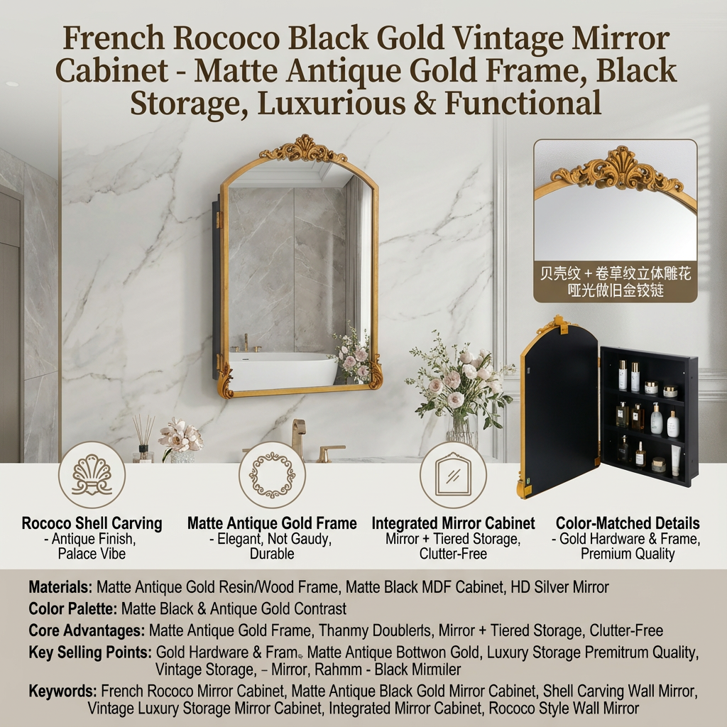 Vintage Medicine Cabinet Mirror with Arched shape