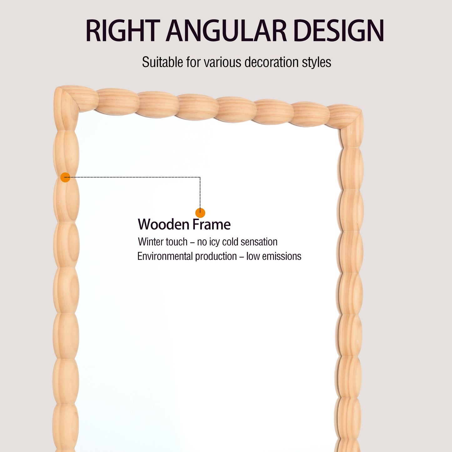 Solid Wood Decorative Mirror in Natural color