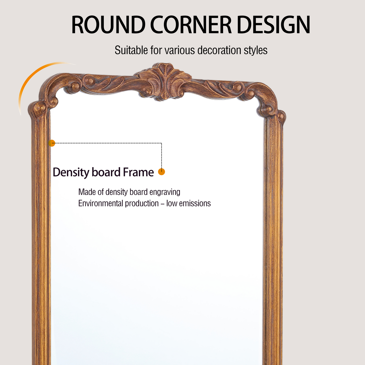 Vintage carved style cabinet mirror with gold finish