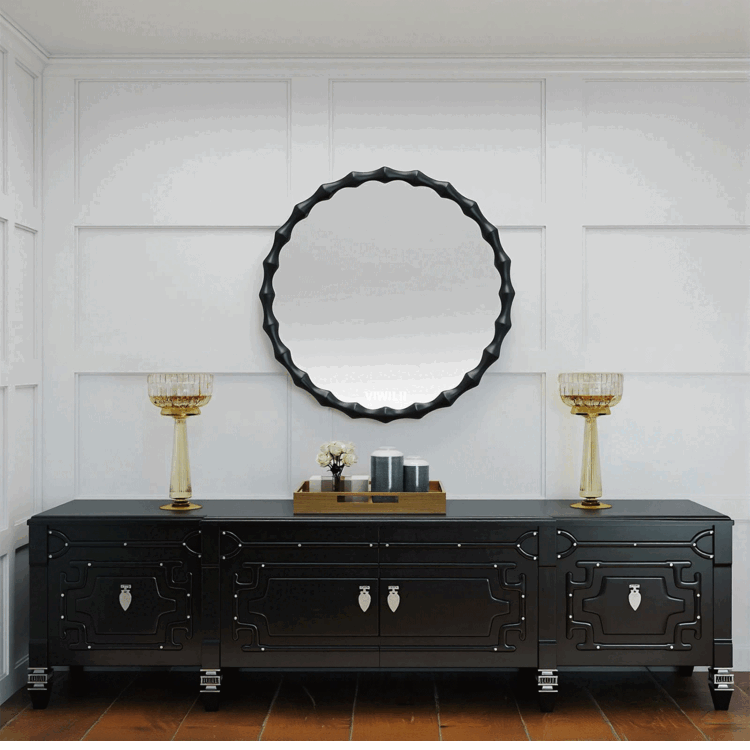 Solid wood mirror in black finish