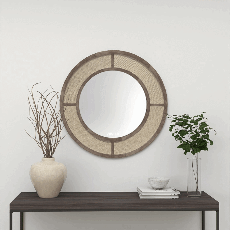 Decorative Round Wood Mirror