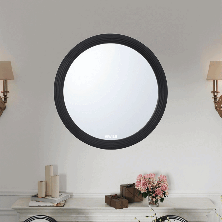 Solid wood mirror in black