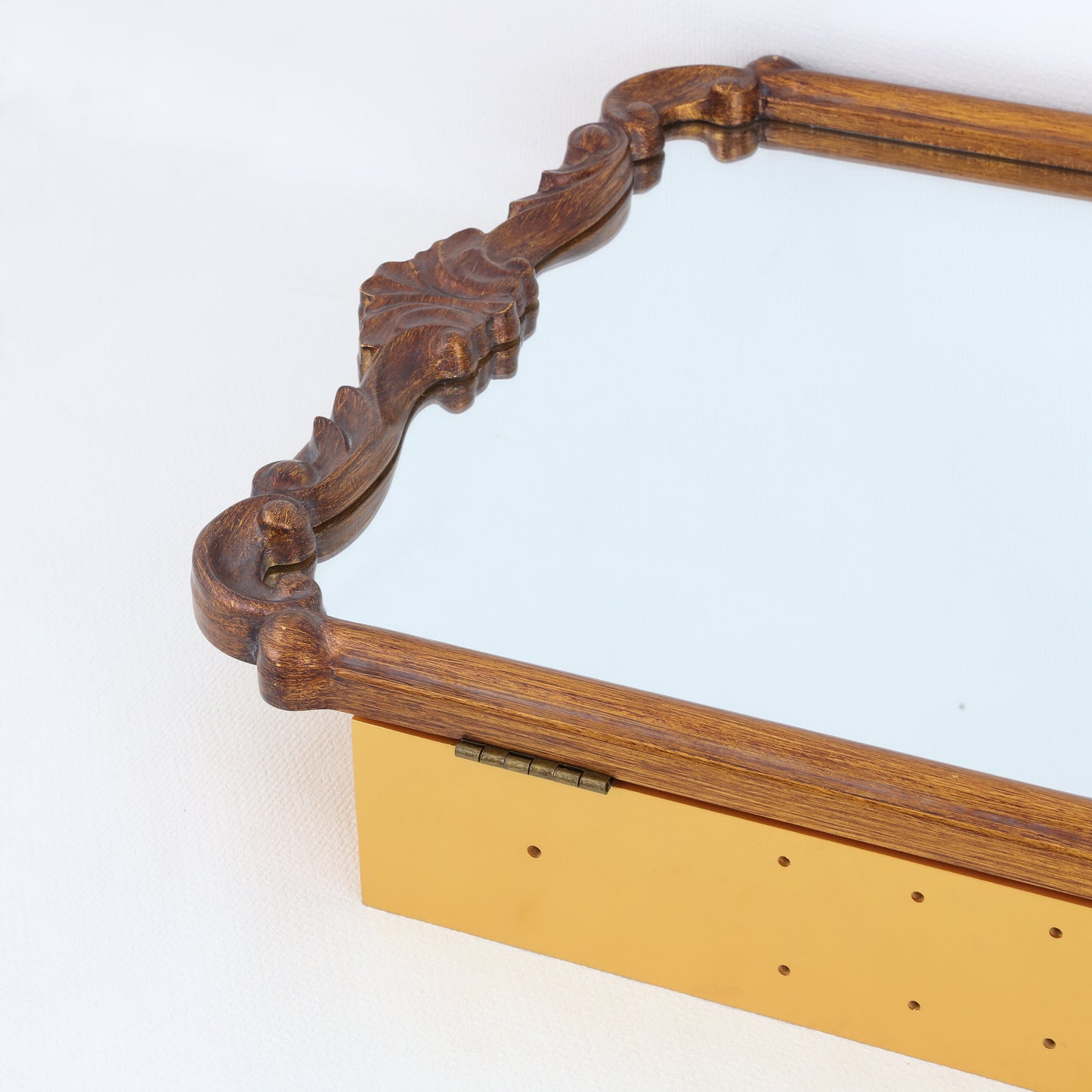 Vintage carved style cabinet mirror with gold finish