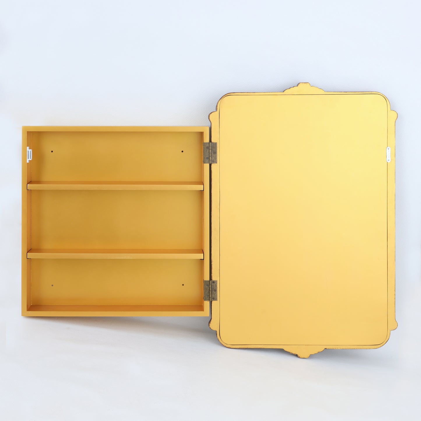 Vintage carved style cabinet mirror with gold finish