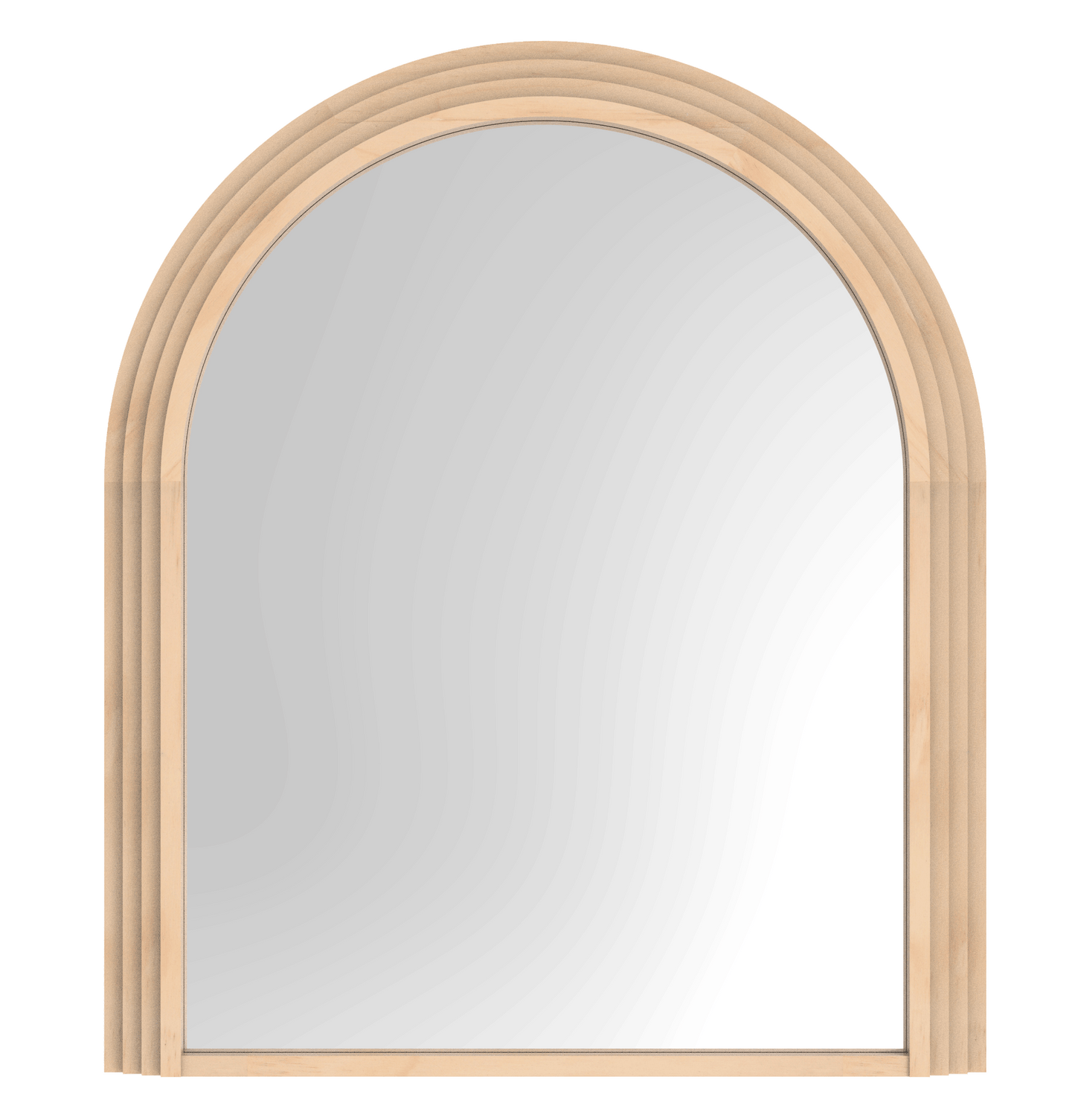 Solid wood mirror with arched shape